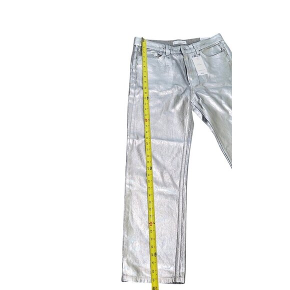 ✨ MNG by Mango Metallic Silver Wide-Leg Jeans – Size US 8 / EU 40 – NWT - Picture 3 of 13